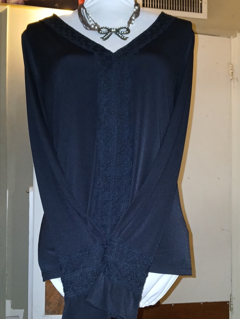 Karl Lagerfeld Classic Embroidered Lace Longsleeve Top